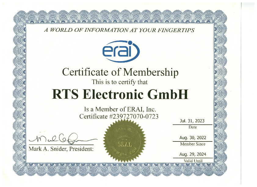 ERAI Certificate of Membership