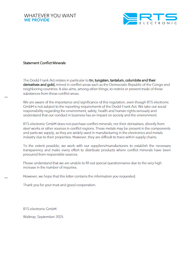 Statement Conflict Minerals