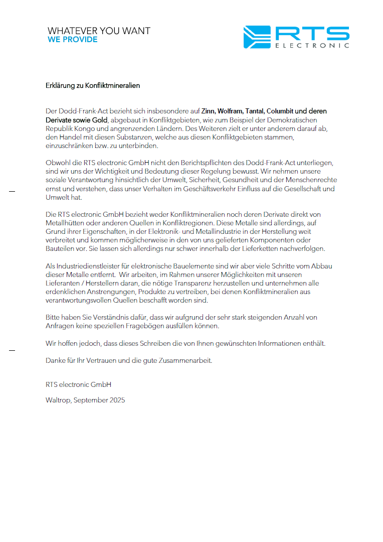 Erklärung zu Konfliktmineralien